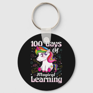 Day Of School Unicorn Girls 100 Days Of School  Key Ring