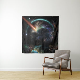 Day Of The Asteroid SciFi Fractal Art Tapestry