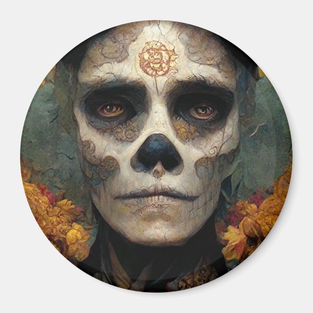 Day Of The Dead 3 Fantasy Skull Magnet (Front)