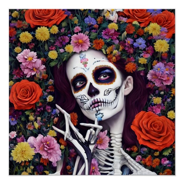 Day of the Dead AI generated art Poster (Front)
