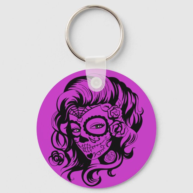 Day of the Dead Beauty Key Ring (Front)