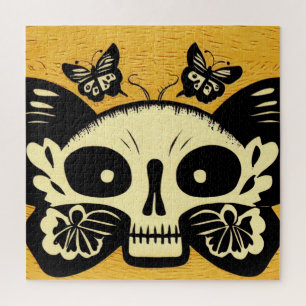Day of the Dead Butterflies Woodcut (1) Jigsaw Puzzle