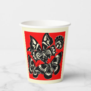 Day of the Dead Butterflies Woodcut 2 Paper Cups