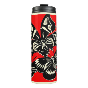 Day of the Dead Butterflies Woodcut 2 Thermal Tumbler