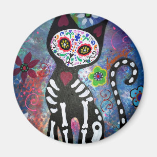 Day of the Dead Cat by Prisarts Magnet