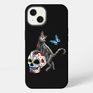 Day Of The Dead Cat Sugar Skull And Butterfly iPhone 13 Case
