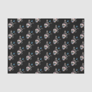 Day Of The Dead Cat Sugar Skull And Butterfly Tissue Paper