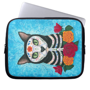 Day of the Dead Cat, Sugar Skull Cat Laptop Sleeve