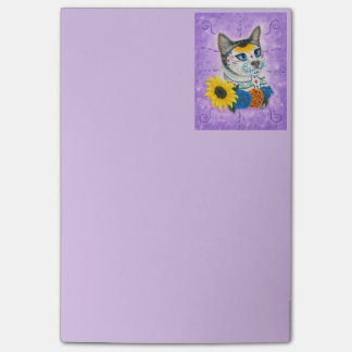 Day of the Dead Cat Sunflower Sugar Skull Notepad