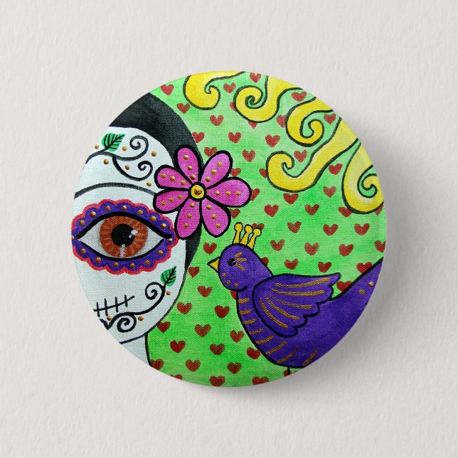 Day of the dead "Catrina" Button (Front)