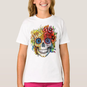 Day of the Dead Catrina Calavera with Flowers T-Shirt
