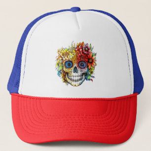 Day of the Dead Catrina Calavera with Flowers Trucker Hat