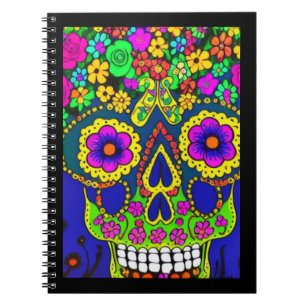 day of the dead celebration in bright colours notebook