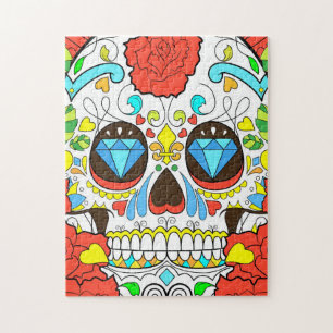 Day of the Dead Colourful Skull Art Jigsaw Puzzle