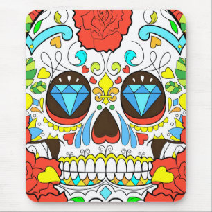 Day of the Dead Colourful Skull Art Mouse Pad