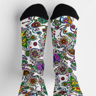 Day Of The Dead Colourful Skull Socks