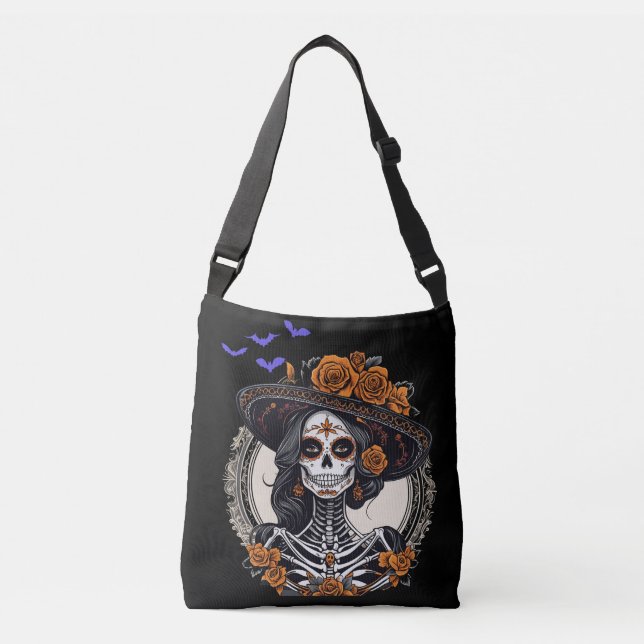 Day of the dead Crossbody, Halloween Night Gothic  Crossbody Bag (Front)