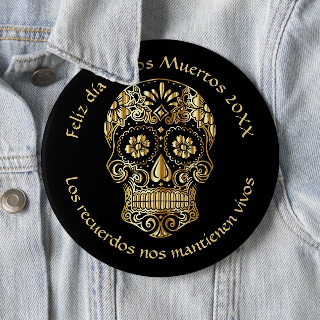 Day of The Dead - Customise Add Name & Message  6 Cm Round Badge (In Situ)