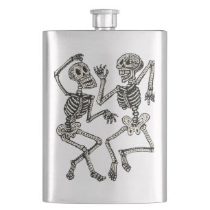 Day of the Dead Dancing Skeletons Flask