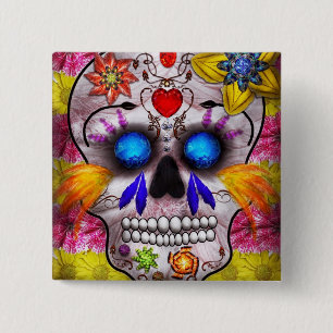 Day of the Dead - Death Mask 15 Cm Square Badge