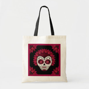 Day of the Dead decorative spiderweb flower skull Tote Bag