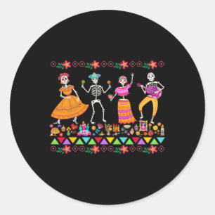 Day Of The Dead Dia De Los Muertos Mexican Skeleto Classic Round Sticker