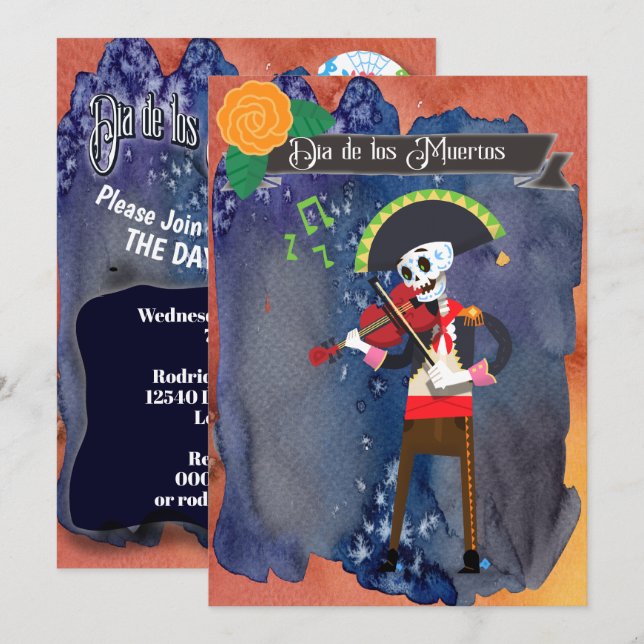 Day of the Dead Dia de Los Muertos Party Celebrate Invitation (Front/Back)