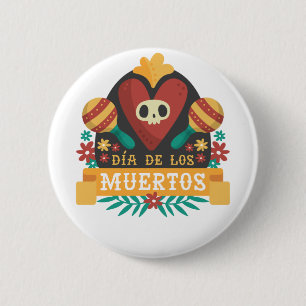 Day of the Dead - Dia De Los Muertos Skull Heart 6 Cm Round Badge