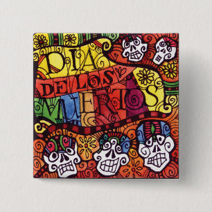 Day of the Dead / Dia de los Muertos / Sugar Skull 15 Cm Square Badge