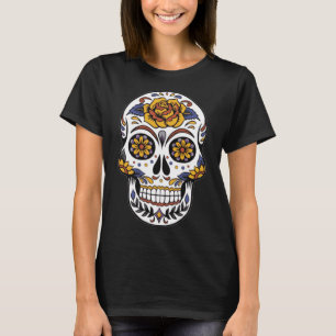 Day of the Dead Dia De Muertos flower sugar Skull T-Shirt