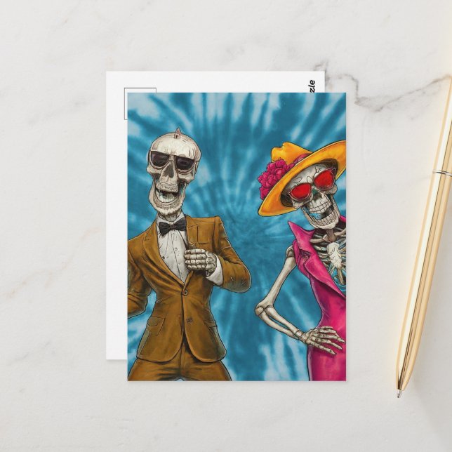 Day of the Dead Fashionistas Postcard (Front/Back In Situ)