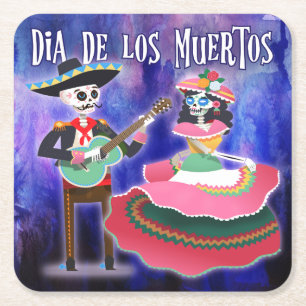 Day of the Dead Fiesta Party Square Paper Coaster