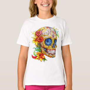 Day of the Dead Floral Catrina Calavera T-Shirt