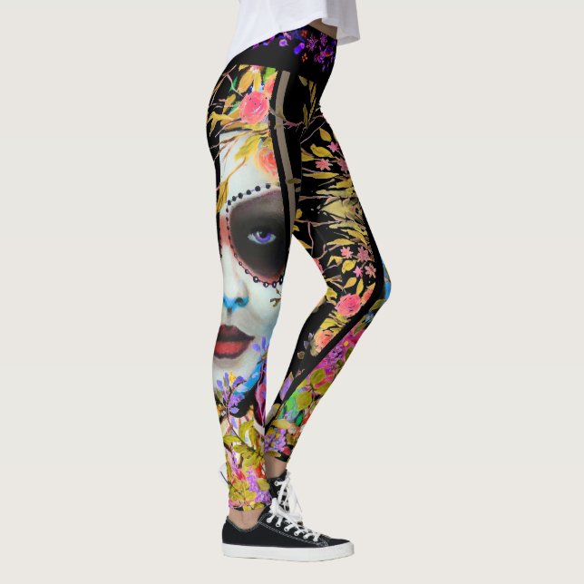 Day of the Dead Floral Leggings (Right)