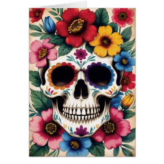 Day of the Dead Floral Skull