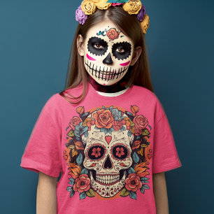 Day of the Dead Floral Sugar Skull Mexican T-Shirt