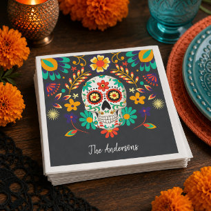 Day of the Dead Floral Sugar Skull Napkin