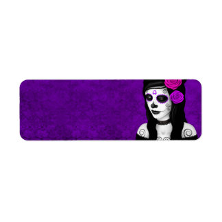 Day of the Dead Girl with Purple Roses