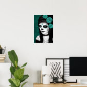Day of the Dead Girl with Teal Blue Roses Poster (Home Office)
