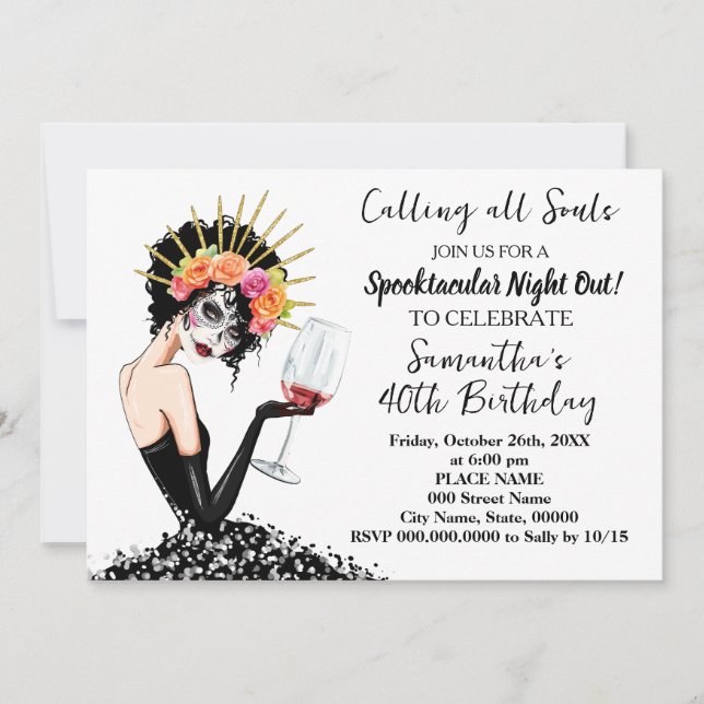 Day of the Dead Girls Night Out Halloween Birthday Invitation (Front)