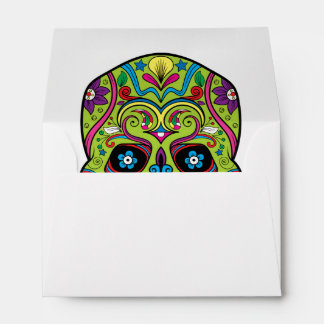Day of the Dead Green Skull Envelope
