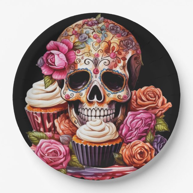 Day of the Dead Greeting  Paper Plate (Front)