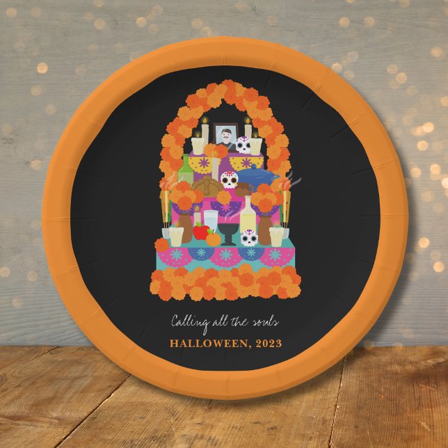 Day of the dead halloween party paper plate (Creator Uploaded)