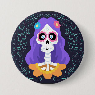 Day of the Dead Halloween Sugar Skull Button