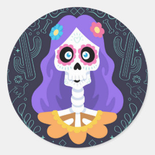 Day of the Dead Halloween Sugar Skull Sticker