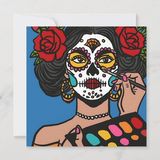 Day of the Dead Hand Drawn Catrina Invitation (Front)