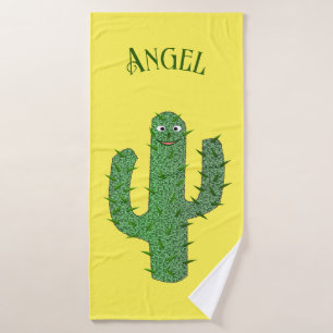 Day of the Dead Happy Cactus Custom Name Bath Towel
