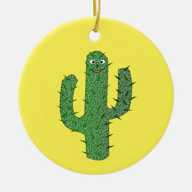 Day of the Dead Happy Cactus Custom Name Ceramic Tree Decoration (Front)