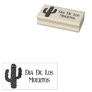 Day of the Dead Happy Cactus Custom Rubber Stamp