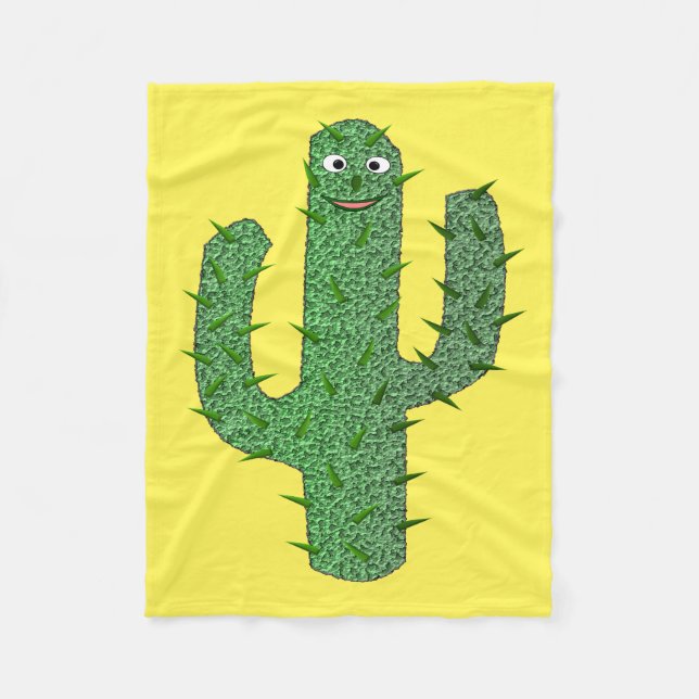 Day of the Dead Happy Cactus Fleece Blanket (Front)